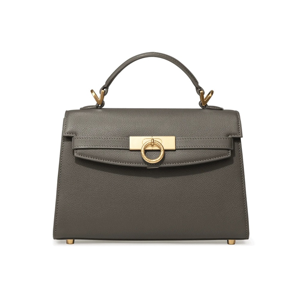 Parisa Wang Grace Top Handle Bag in Grey Textured Calfskin